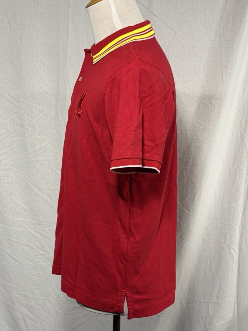 Psycho Bunny Men's Rio Red Yellow Gresham Tipped Short Sleeve Polo Shirt Sz 5 - Picture 5 of 11